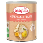 BABYBIO Céréales 3 Fruits Bio 220g Céréales Infantiles Dès 6 Mois Saveur Fruits Naturelle