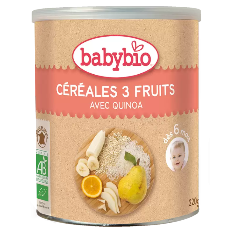 BABYBIO Céréales 3 Fruits Bio 220g Céréales Infantiles Dès 6 Mois Saveur Fruits Naturelle - photo 2
