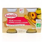 BABYBIO Petit Pot Pêche Bio 2x130g Compote Fruits Bébé Dès 4 Mois Fruits Biologiques Sans Sucres Ajoutés