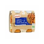 BABYBIO Bonne Nuit Carotte Patate Douce et Blé 2x200g Bio Plat Bébé Dès 6 Mois Alimentation Infantile