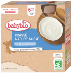 BABYBIO Gourde Brassé Lait de Vache Nature 4x85g Bio Yaourt Bébé Dès 6 Mois Alimentation Infantile