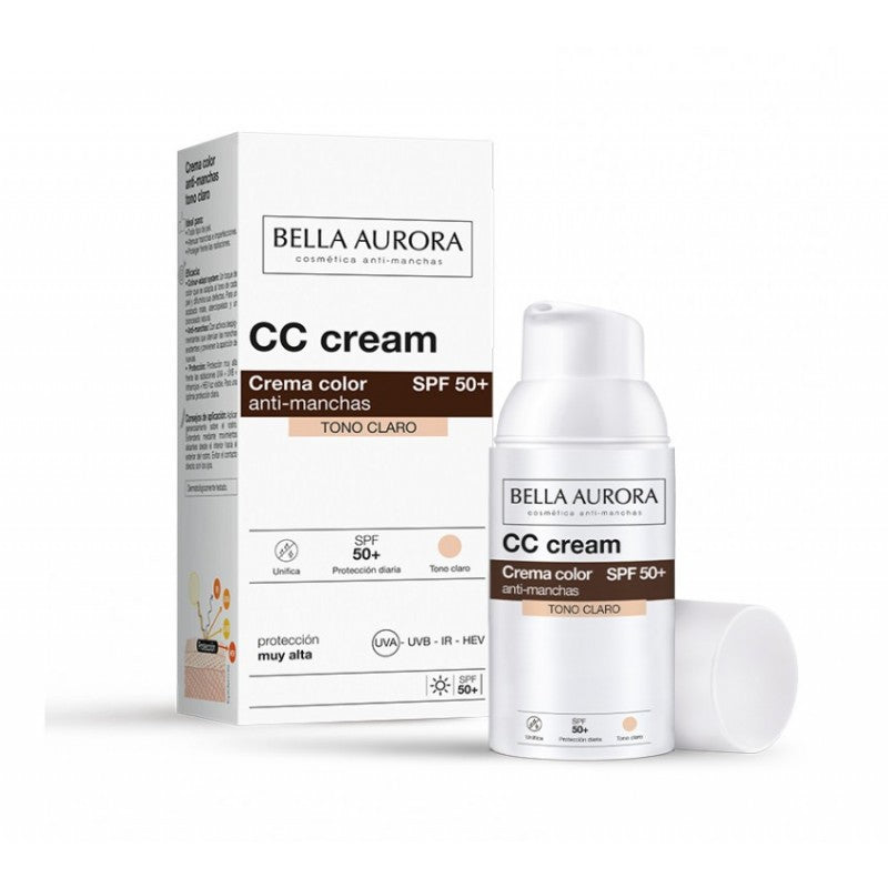 bella-aurora-cc-creme-anti-taches-spf-50-teinte-clair-30-ml-1 Bella Aurora CC Crème anti-Taches SPF 50+ Teinté Clair 30 ml – Image 1