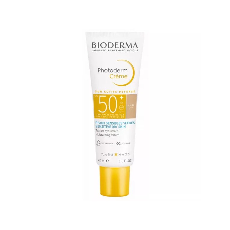 bioderma-photoderm-creme-claire-sun-active-defense-peaux-sensibles-seches-spf50-40ml Bioderma Photoderm Creme Claire Sun Active Defense Peaux Sensibles – Image 1