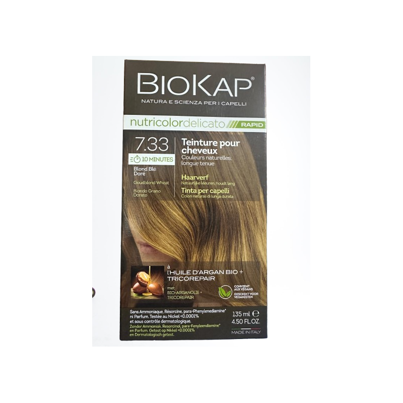 biokap-nutricolor-delicato-rapid-10-minutes-n733-blond-ble-135ml Biokap Nutricolor Delicato Rapid 10 Minutes N7.33 Blond Ble 135ml – Image 1