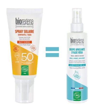 bioregena-ecran-solaire-en-spray-enfants-spf50-90ml-brume-daloe-vera-200ml-offerte-Nova-para-prix-Maroc Bioregena Spray Enfant 90ml + Brume Aloe Vera 200ml Pack Protection Naturelle Bio Enfants – Image 1
