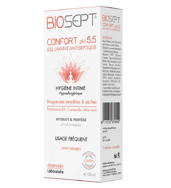 biosept-confort-1-1 Biosept 5.5 Gel Nettoyant intimeTraitant 200Ml – Image 1
