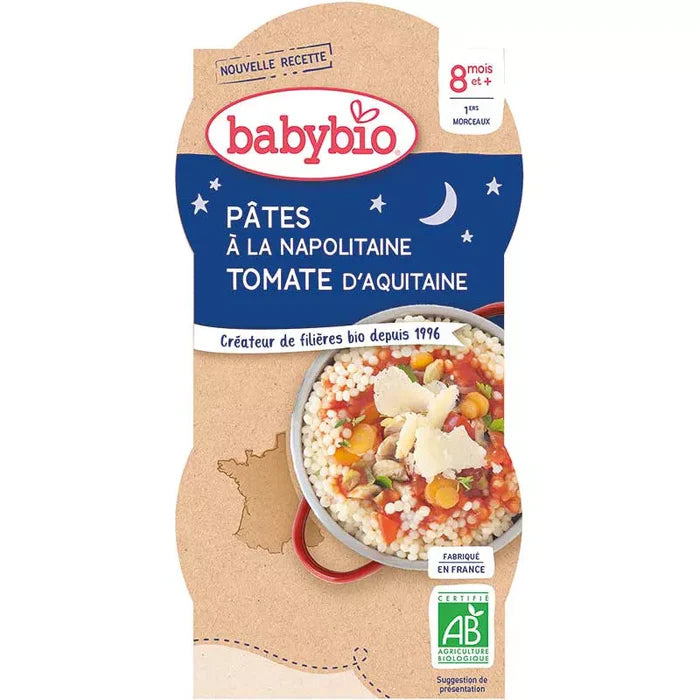bol-bonne-nuit-pates-a-la-napolitaine-2x200g-babybio-nova-para-prix-maroc-livraison-1 BABYBIO Bol Bonne Nuit Pâtes Napolitaines Bio 2x200g Repas Bébé Dès 8 Mois Légumes Biologiques – Image 1