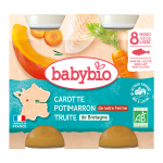 BABYBIO Pot Carotte Potimarron Truite 2x200g Bio Plat Bébé Dès 8 Mois Alimentation Infantile