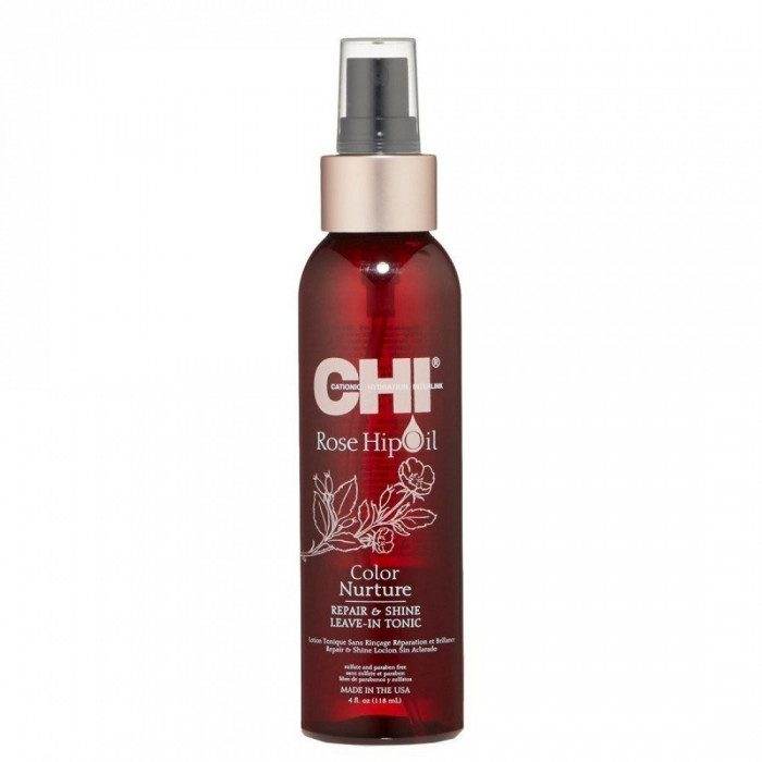 chi-rose-hip-oil-reparation-et-brillance-leave-in-tonic118ml-1 CHI Rose Hip Oil Repair & Shine Leave-In Tonic 118ml - Tonique Sans Rinçage – Image 1