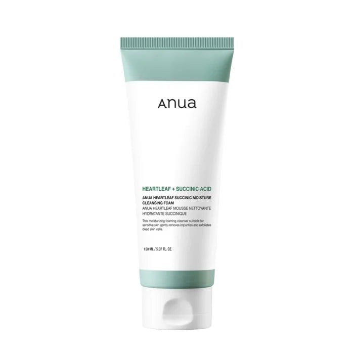 cleansing-foam-02-nova-para-pharmacie-maroc-prix-livraison ANUA HeartleaF Succinic Moisture Cleansing Foam 150ml Mousse Nettoyante Hydratante Acide Succinique – Image 1