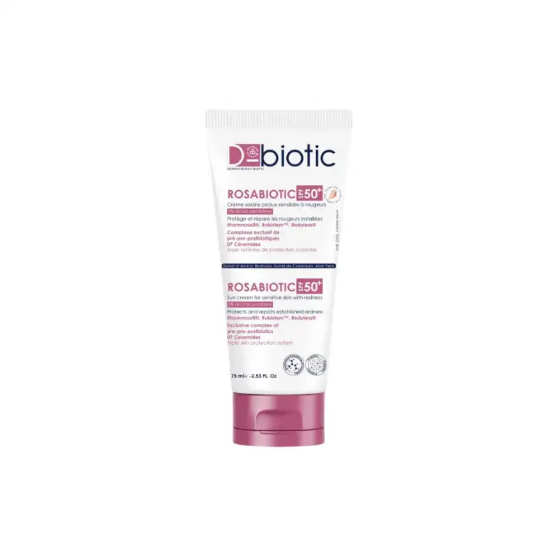 d-biotic-rosabiotic-creme-solaire-peaux-sensibles-a-rougeurs-teintee-clair-spf-50-75-ml-nova-para-pharmacie-maroc-prix-livraison D-BIOTIC Rosabiotic Écran SPF50+ 75ml Crème Solaire Peaux Sensibles Rougeurs Anti-Rougeurs – Image 1