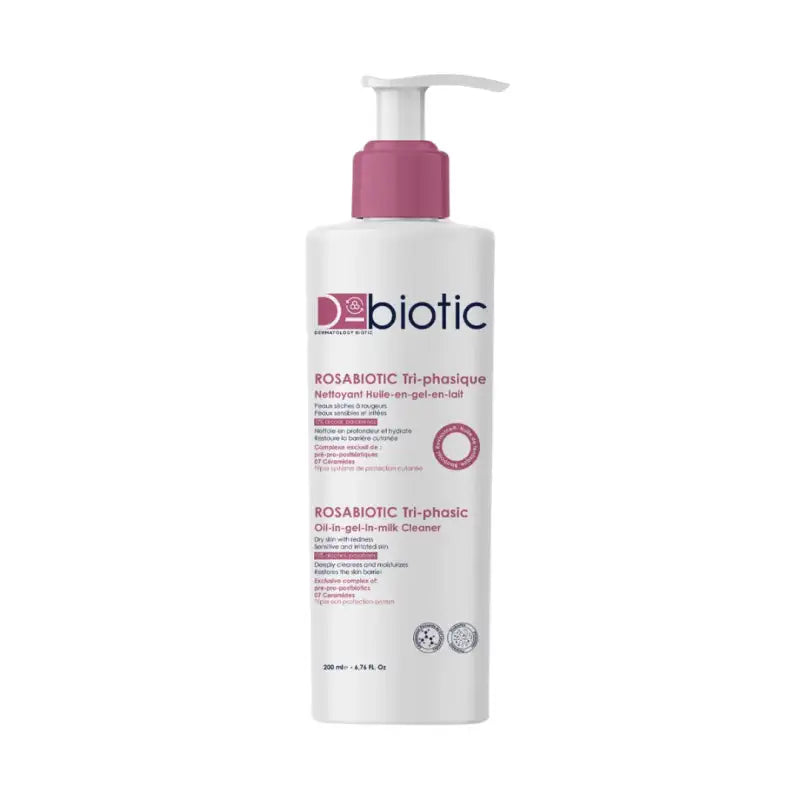 d-biotic-rosabiotic-tri-phasique-nettoyant-200-mlD-BioticRosabioticCreme75ml D-BIOTIC Rosabiotic Tri-Phasique 200ml Nettoyant Visage Peaux Sensibles Rougeurs Probiotiques – Image 1