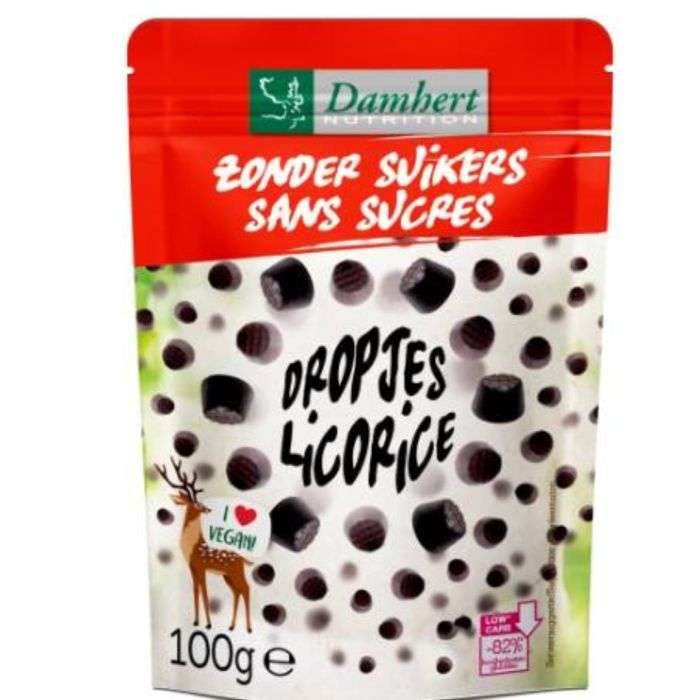 dambert-soft-dropjes-licorice-sans-sucre-100-g Damhert Bonbons Dropjes Licorice 100g – Image 1