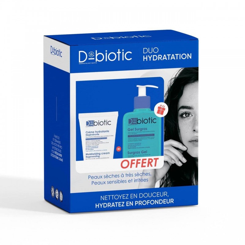 dbiotic-duo-hydratation-creme-regenerante-gel-surgras-offert-nova-para-pharmacie-maroc-prix-livraison-1 D-Biotic Crème Hydratante 75ml + Gel Surgras 240ml Coffret Hydratation Microbiome Peau Douce Nourrissante Confort – Image 1
