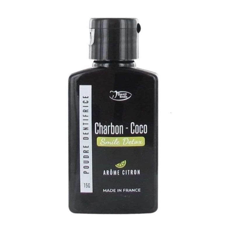 denti-smile-charbon-coco-poudre-detox-arome-citron-flacon-15g Denti Smile Charbon Coco Poudre Detox Arome Citron Flacon 15g – Image 1
