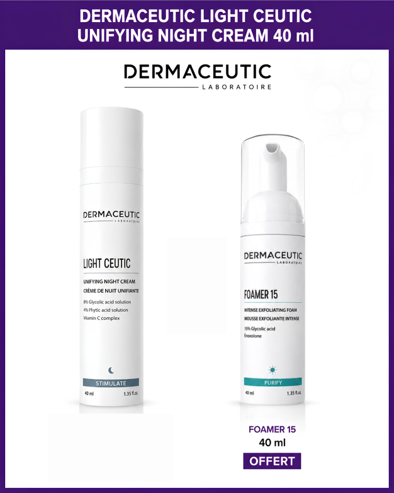 DERMACEUTIC Light Ceutic 40ml Crème Nuit Unifiante Eclat Naturel Hydratation + Foamer 15 40 ml - photo 2