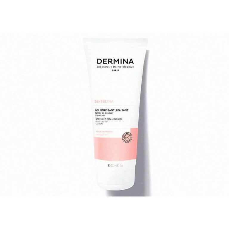 DERMINA Senselina Gel Moussant Apaisant 200ml Nettoyant Doux Sans Savon Peaux Sensibles Réactives Intolérantes pH