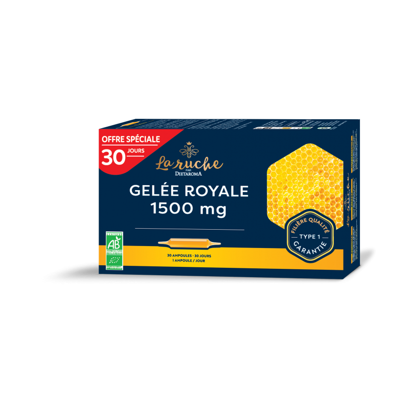 dietaroma-la-ruche-gelee-royale-1500mg-bio-30-ampoules Dietaroma la Ruche Gelée Royale 1500mg Bio 30 Ampoules – Image 1