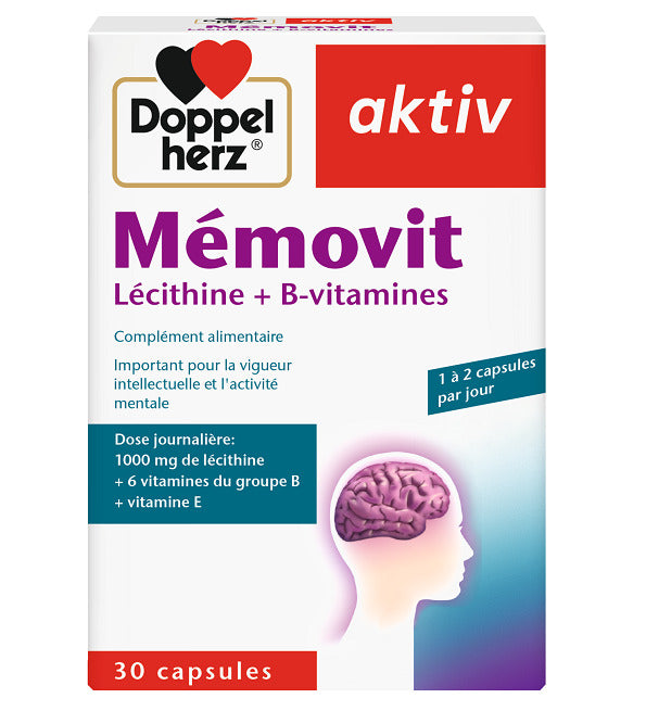 doppel-herz-memovit-lecithine Doppel Herz Aktiv Mémovit Lécithine + B-vitamines 30 Capsules – Image 1