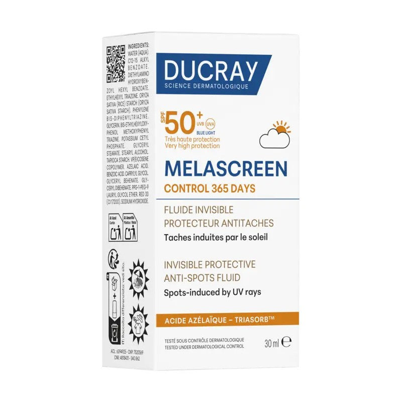 ducray-melascreen-fluide-antitaches-protecteur-spf50-30ml1-nova-para-pharmacie-maroc-prix-livraison Ducray Melascreen Control Fluide Invisible SPF50+ 30ml Anti-Taches Peaux Hyperpigmentées Fini Invisible – Image 1