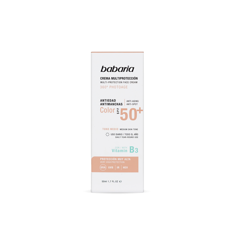 ecran-solaire-teinte-peau-nature-spf50-babaria-nova-para-pharmacie-maroc-prix-livraison BABARIA Écran Solaire Teinté Peau Nature SPF50 50ml Protection Solaire Très Haute Effet Bonne Mine – Image 1