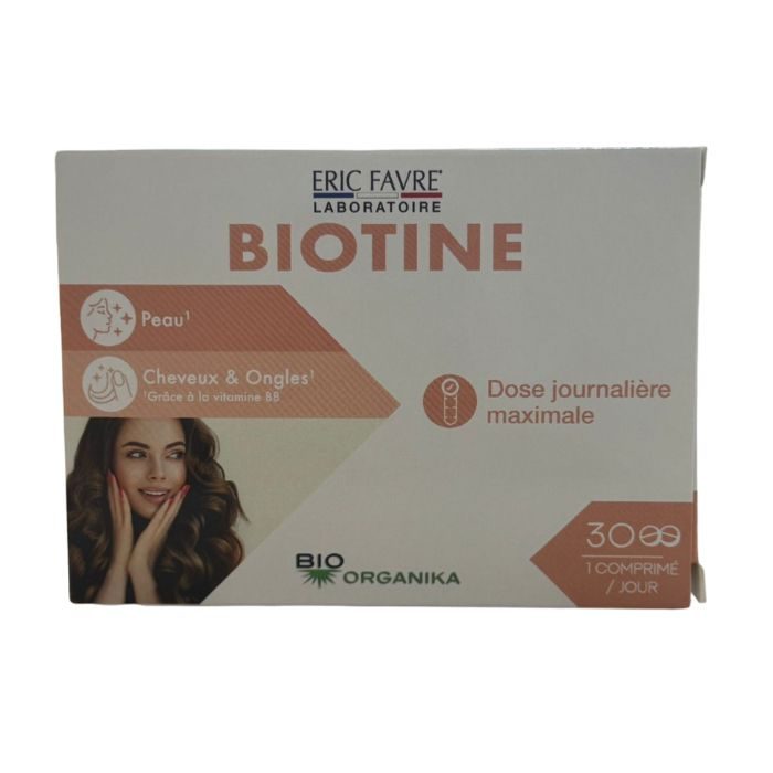 eric-favre-biotine-30-comprimes-nova-para-pharmacie-maroc-prix-livraison ERIC FAVRE Biotine 30 Comprimés Complément Alimentaire Cheveux Ongles Peau Beauté – Image 1