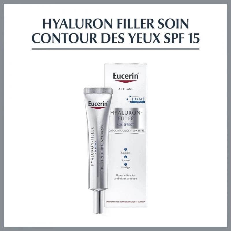 eucerin-hyaluron-filler-yeux-15-ml-parapharmacie-enligne-prix-maroc_3ca2f357-0f44-40be-b776-fbb87c9024a3 EUCERIN HYALURON-FILLER Soin Contour Yeux SPF15 15ml Anti-Rides Acide Hyaluronique Protection Solaire Testé - photo 2