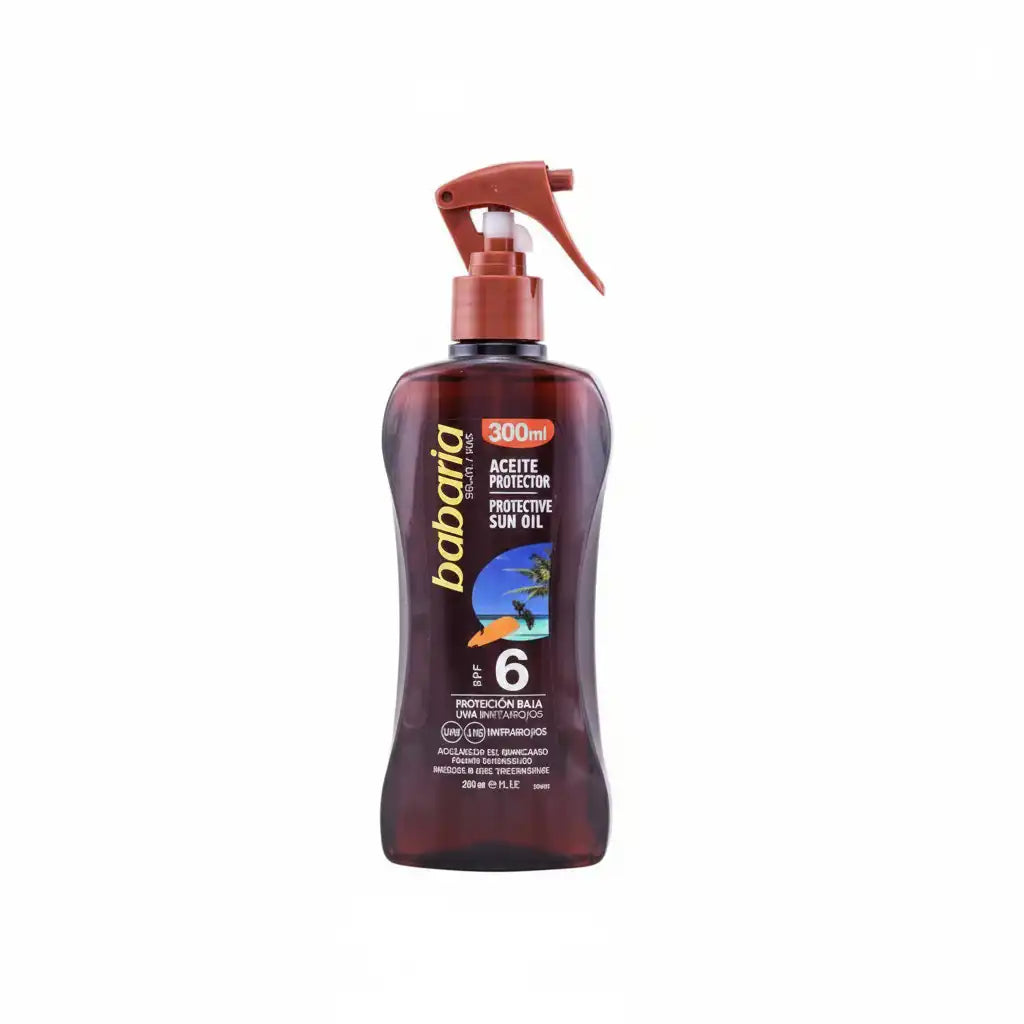 fa451a91-042a-4795-9005-5e250500c9ed BABARIA Spray Huile Solaire Protectrice SPF6 300ml Bronzage Doré Corps Monoï – Image 1