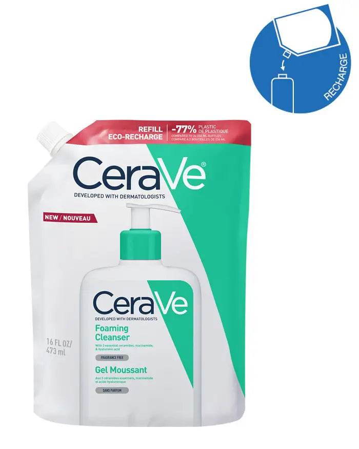 foaming-cleanser-refill-1-FR-LG-Nova-para-prix-Maroc-1 CERAVE Gel Moussant Eco-Recharge 473ml Visage Corps 3 Céramides Niacinamide Peaux Grasses Nettoyage Purifiant – Image 1