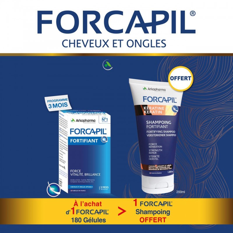 forcapil-pack-cheveux-et-ongles-b180-gelules-forcapil-shampooing-fortifiant-200ml-2 Forcapil Pack Cheveux et Ongles B180 Gelules + Forcapil Shampooing – Image 1