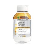 GARNIER SkinActive Eau Micellaire Biphasée 100ml Démaquillant Waterproof Yeux Lèvres Maquillage Tenace Format Voyage