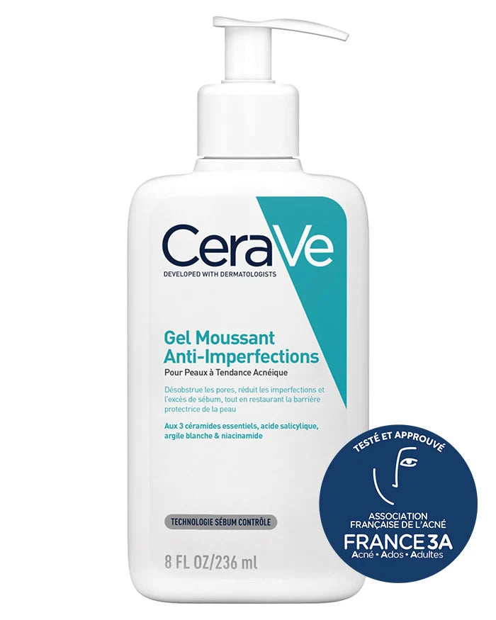 gel-moussant-anti-imperfections-with-logo-Nova-para-prix-Maroc_02a9f125-45e1-43d2-bac5-a3ad33b14c98-1 CERAVE Gel Moussant Anti-Imperfections 236ml Acide Salicylique 2% Niacinamide Céramides Purification Peaux Acnéiques Boutons Points Noirs – Image 1