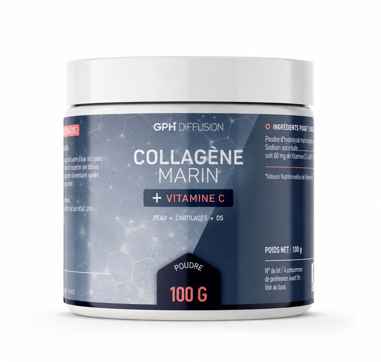 gg GPH Collagène Marin + Vitamine C - poudre 100 gr – Image 1