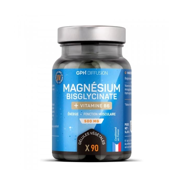 gph-magnesium-bisglycinate-b6-nova-para-pharmacie-maroc-prix-livraison-2 GPH Magnésium Bisglycinate + Vitamine B6 500mg 90 Gélules Complément Alimentaire Anti-Fatigue – Image 1