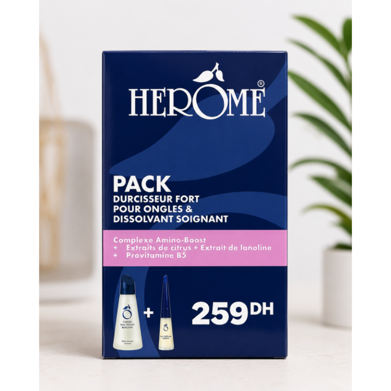 HERÔME Pack Durcisseur Fort Pour Ongles 10ml + Dissolvant Doux 120ml Renforcement Intensif Ongles Fragiles Cassants