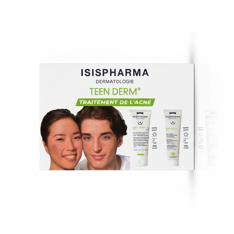 isispharma-teen-derm-traitement-de-lacn ISISPHARMA Pack Teen Derm Traitement de l'Acné Gel Nettoyant Crème Hydratante Peaux Acnéiques Adolescents – Image 1