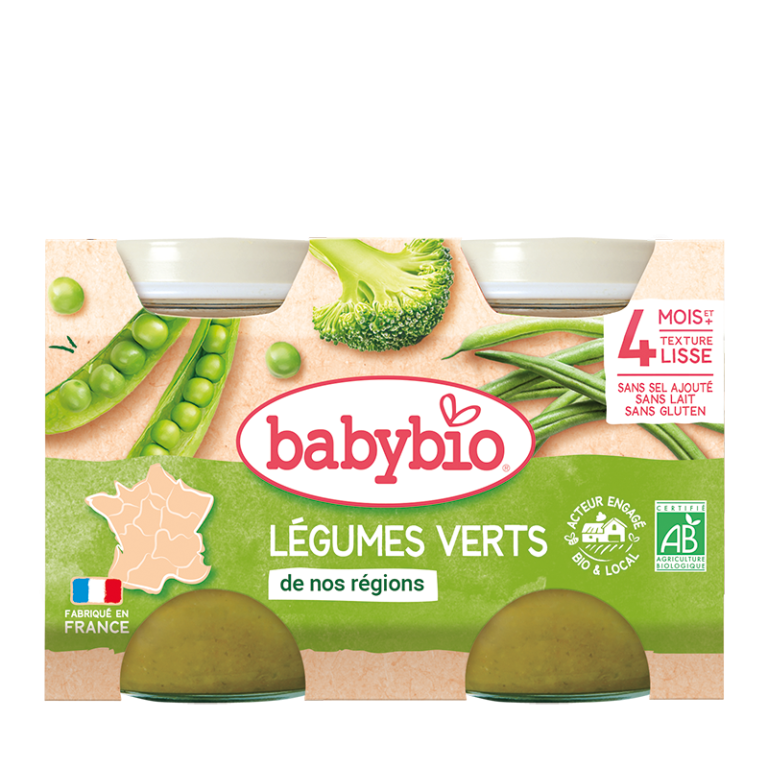 BABYBIO Pot Légumes Verts Bio 2x130g Purée Bébé Dès 4 Mois Légumes Biologiques Sans Sel Ajouté - photo 2