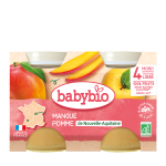 BABYBIO Petit Pot Mangue Pomme 2x130g Bio Fruits Bébé Dès 6 Mois Alimentation Infantile