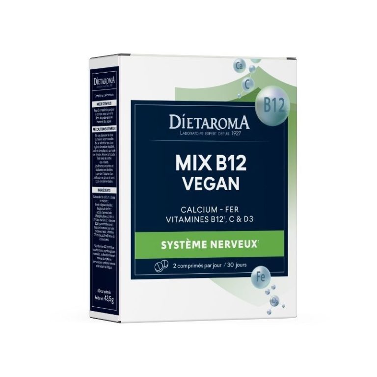 Dietaroma Mix B12 Fer D3 Calcium Vitamine C 60 Comprimés Vitalité Énergie - photo 2