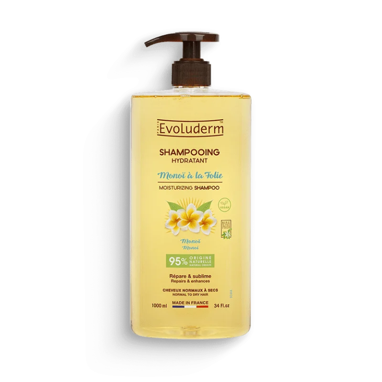 EVOLUDERM Shampoing Monoï A La Folie 1L Nettoyant Nourrissant Parfum Exotique Tous Types Cheveux - photo 2