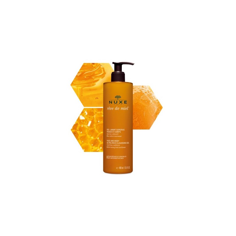 nuxe-reve-de-miel-gel-lavant-surgras-visage-et-corps-400-ml Nuxe Rêve de Miel® Gel Lavant Surgras Visage et Corps 400 ml – Image 1
