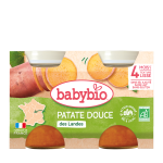 BABYBIO Pot Patate Douce Bio 2x130g Purée Bébé Dès 4 Mois Légumes Biologiques Sans Sel Ajouté