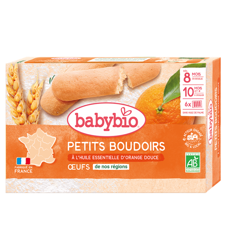 BABYBIO Petits Boudoirs à l'Huile Essentielle d'Orange Douce Bio 120g Biscuits Bébé Dès 10 Mois Dentition - photo 2