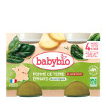 BABYBIO Pot Pomme de Terre Épinard Bio 2x130g Purée Bébé Dès 4 Mois Légumes Biologiques Sans Sel Ajouté
