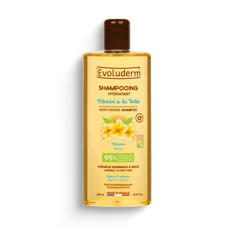 EVOLUDERM Shampoing Monoï A La Folie 400ml Nettoyant Nourrissant Parfum Exotique Tous Types Cheveux - photo 2