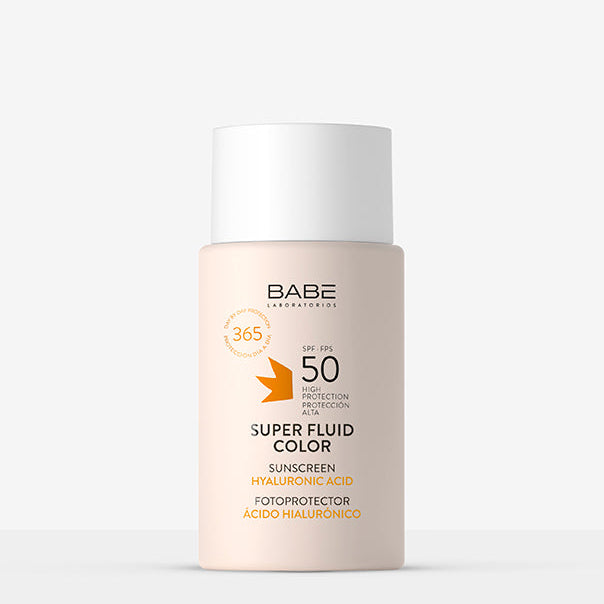 solar-superfluido-color-nova-para-pharmacie-maroc-prix-livraison-1 BABE Super Fluid Color SPF50+ 50ml Crème Solaire Teintée Très Haute Protection Anti-Âge – Image 1