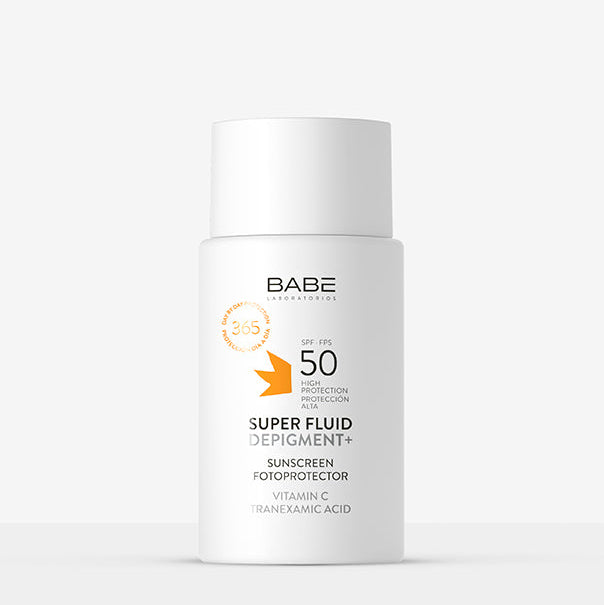 solar-superfluido-depigmentante-nova-para-pharmacie-maroc-prix-livraison BABE Super Fluid Depigment+ SPF50 50ml Dépigmentant Anti-Taches Protection Solaire – Image 1