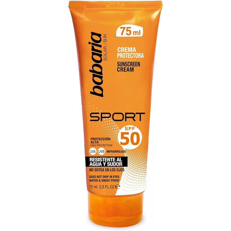 sport-sun-screen-cream-spf-50-babaria-nova-para-pharmacie-maroc-prix-livraison-1 BABARIA Sport Sun Screen Cream SPF 50 75ml Crème Solaire Sport Résistante Eau – Image 1