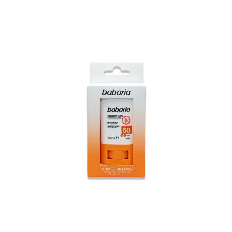BABARIA Stick Solaire Visage SPF50 20g Protection Solaire Très Haute Application Ciblée