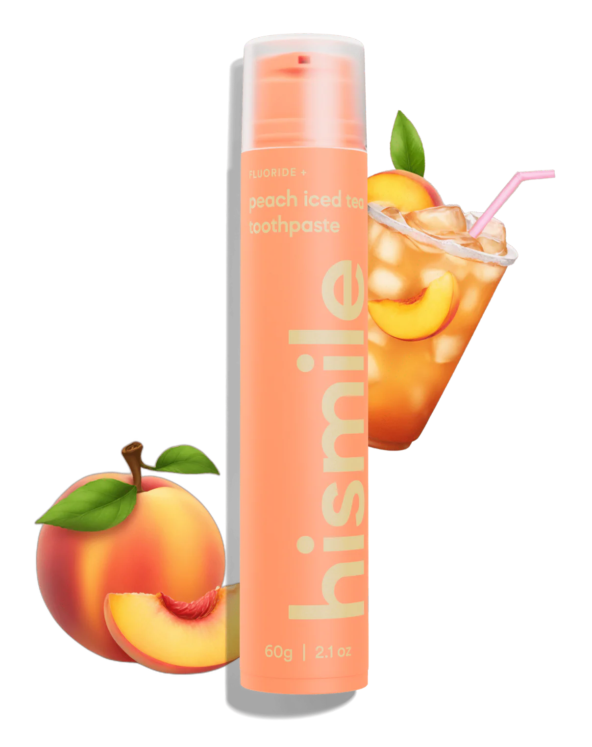 toothpaste-page-refactor__peachicedtea_1208x_926a7fcf-958d-4f34-a8d0-daa600d901fc-1 HISMILE Peach Iced Tea Whip Toothpaste 60g Dentifrice Saveur Pêche Thé Glacé Blanchissant – Image 1